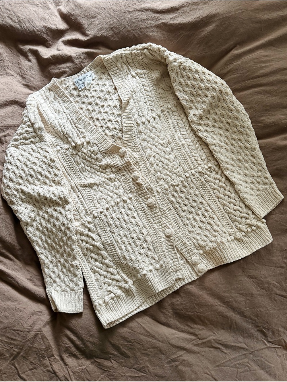 Vintage Cream Chunky Cable Knit Cardigan